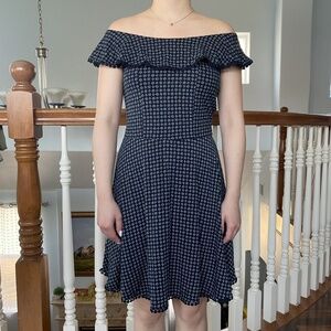 Abercrombie Kids Ruffle Off the Shoulder Floral Navy Blue Dress Girl Size 13-14